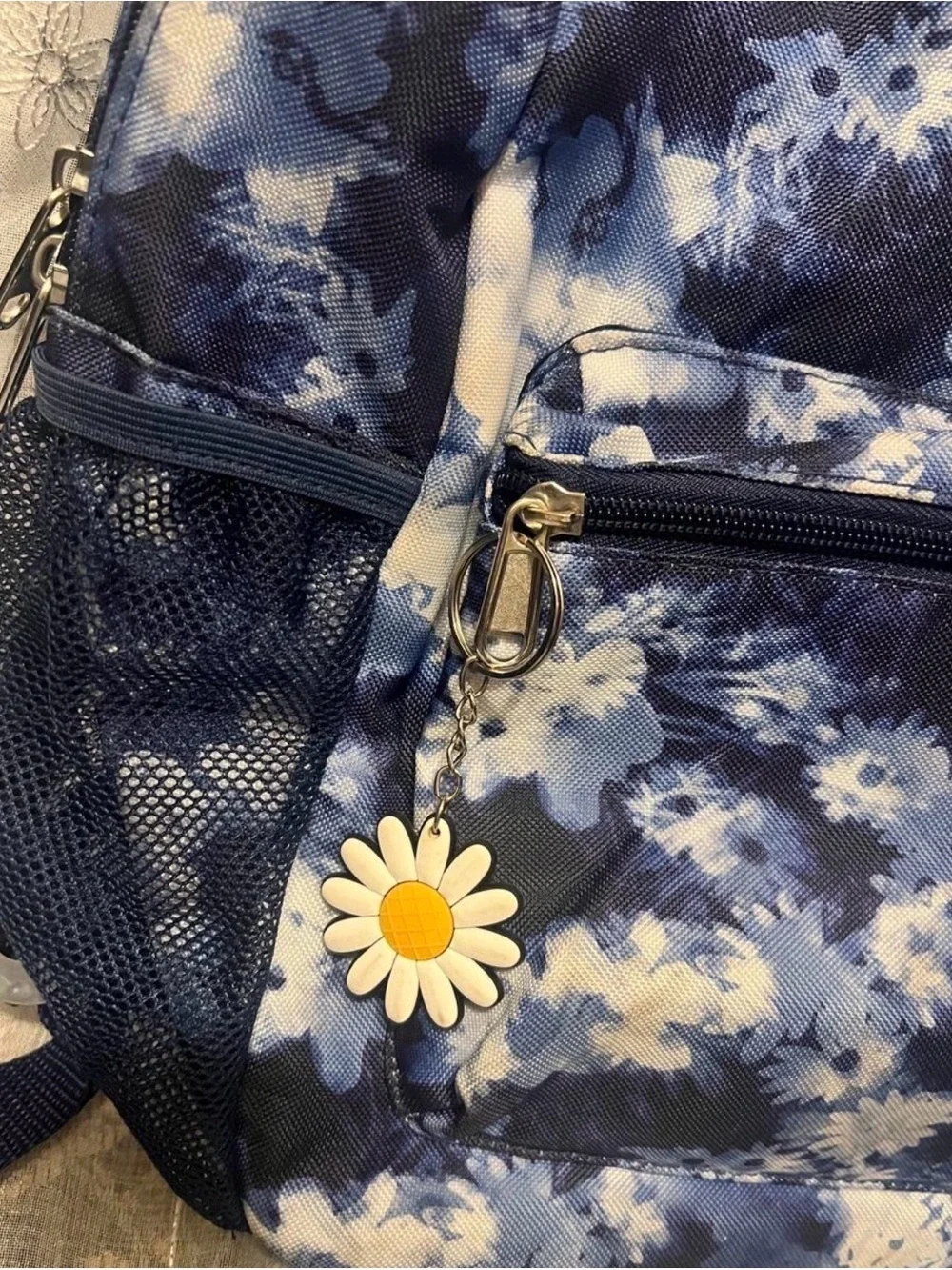 Blue Floral Canvas Backpack –